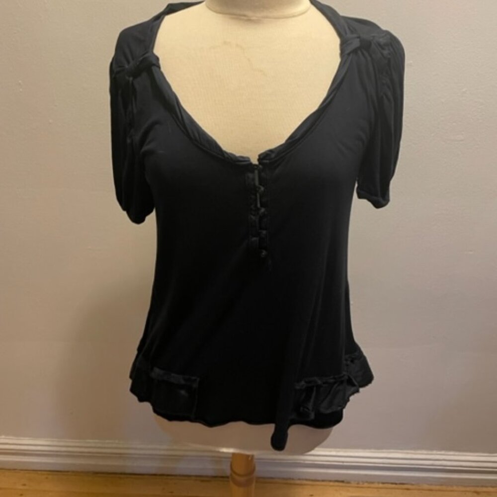 Marc by Marc Jacobs sweetheart neckline top in navy modal jersey